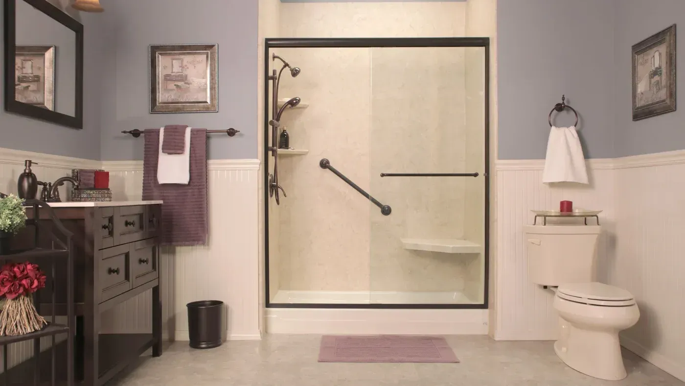 Modern walk-in shower installed by Twist & Spout in a Springdale, AR home