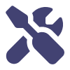 A blue icon of a screwdriver and a wrench.
